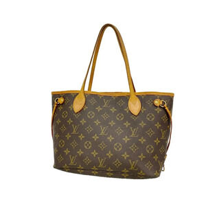 Louis Vuitton Neverfull Monogram Canvas Leather Shoulder Tote Bag Brown Tan